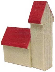 Hans Günter Flath Kirche, farbig  (Hans Günter Flath 613) Miniatur-Kirche, natur mit rotem Dach